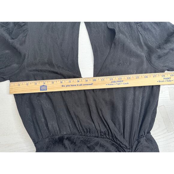 AFRM Black Maxi Nile Dress Snake Jacquard Print Short Sleeve Ruching Cocktail M - Picture 8 of 10